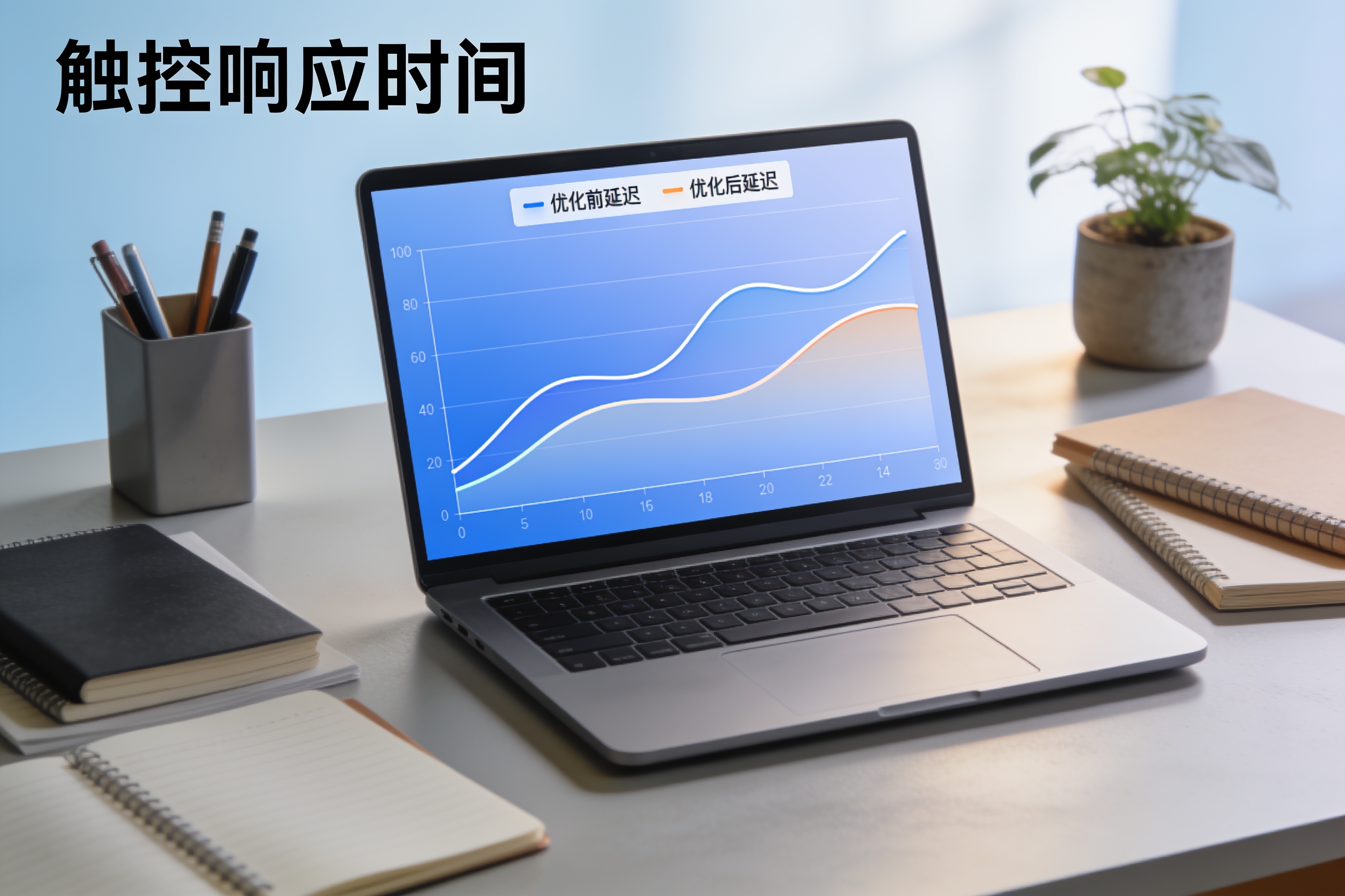 触控响应时间对比图表，展示优化前后的延迟数据曲线