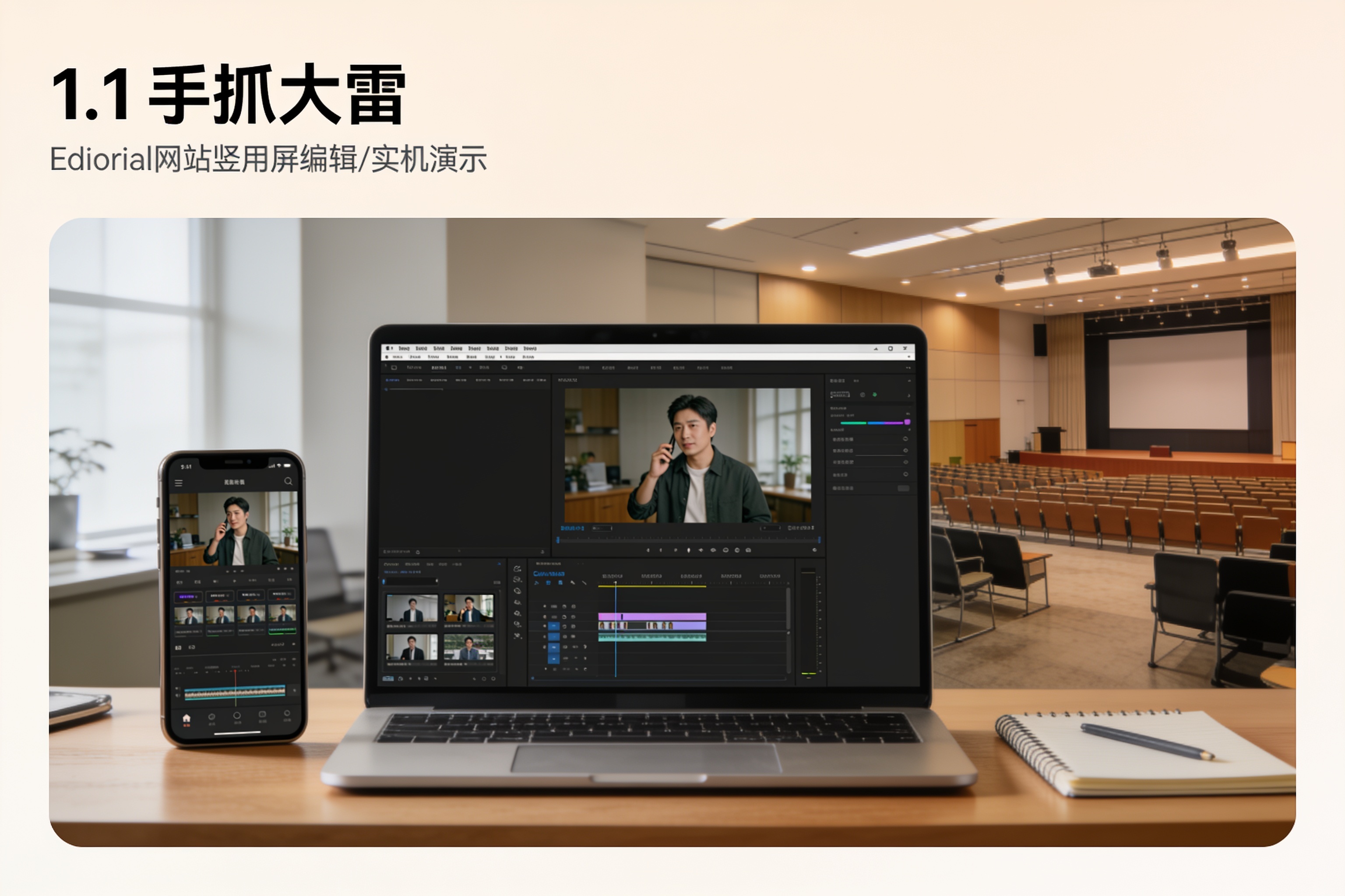 9.1手抓大雷应用竖屏编辑界面实机演示